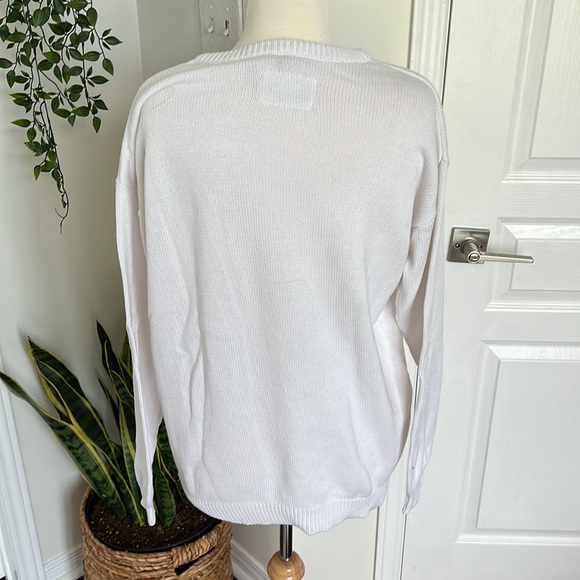 H&M Pepsi Logo White Oversized Knit Crewneck Sweatshirt Sz M - Picture 2 of 5